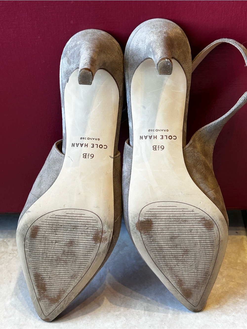 Cole Haan ‘Vandam’ Slingback Pointed-Toe Pump in Irish Coffee-Suede-gently loved - Picture 9 of 9